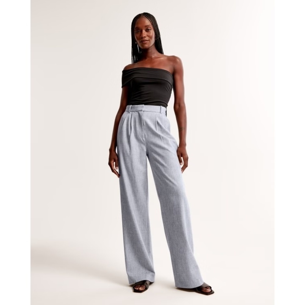 A&F Sloane Tailored Wide Leg Pant - Grey - 18